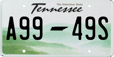TN license plate A9949S