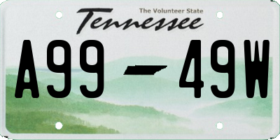 TN license plate A9949W