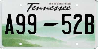 TN license plate A9952B