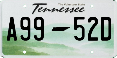TN license plate A9952D
