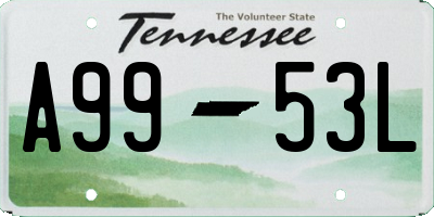 TN license plate A9953L