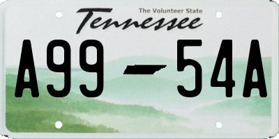 TN license plate A9954A