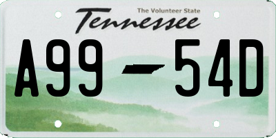 TN license plate A9954D