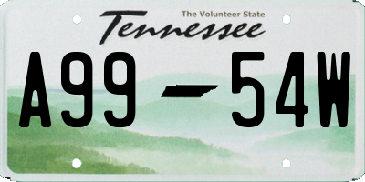 TN license plate A9954W