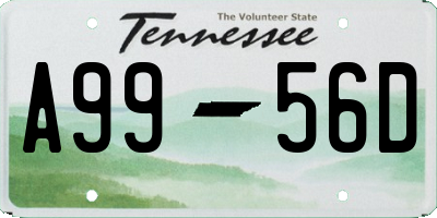 TN license plate A9956D