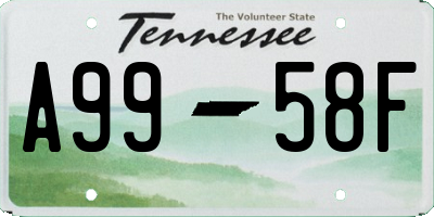 TN license plate A9958F