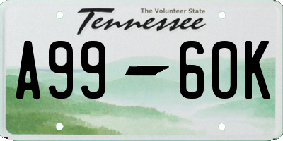 TN license plate A9960K