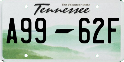 TN license plate A9962F