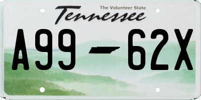 TN license plate A9962X