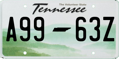 TN license plate A9963Z