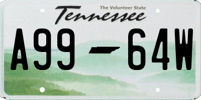 TN license plate A9964W