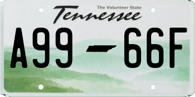 TN license plate A9966F