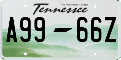 TN license plate A9966Z