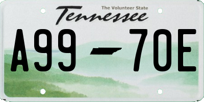 TN license plate A9970E