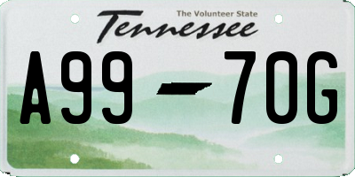 TN license plate A9970G