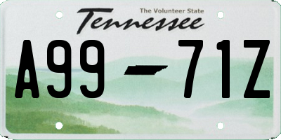 TN license plate A9971Z