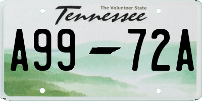 TN license plate A9972A