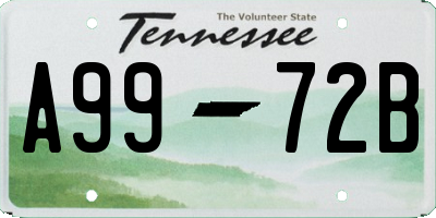TN license plate A9972B