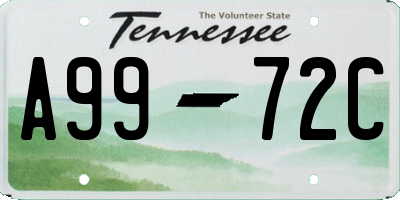 TN license plate A9972C