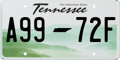 TN license plate A9972F