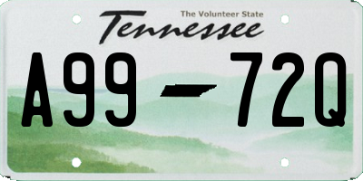 TN license plate A9972Q
