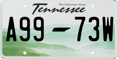 TN license plate A9973W