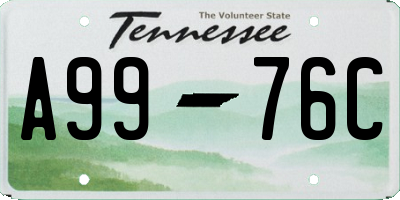 TN license plate A9976C