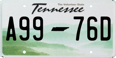 TN license plate A9976D