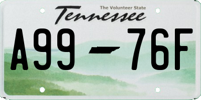 TN license plate A9976F