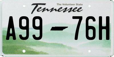 TN license plate A9976H