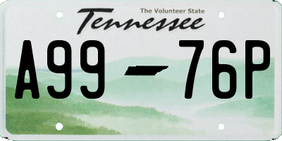 TN license plate A9976P