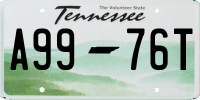 TN license plate A9976T