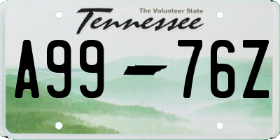 TN license plate A9976Z