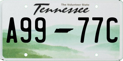 TN license plate A9977C