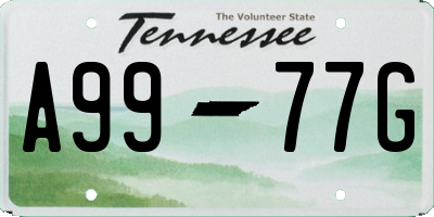 TN license plate A9977G