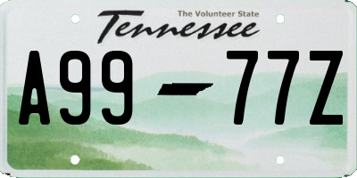 TN license plate A9977Z