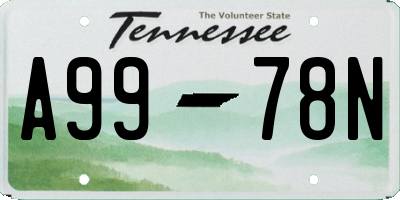 TN license plate A9978N