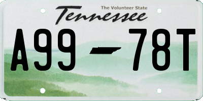 TN license plate A9978T