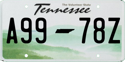 TN license plate A9978Z