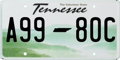 TN license plate A9980C