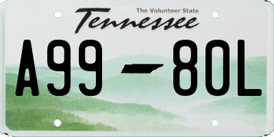 TN license plate A9980L