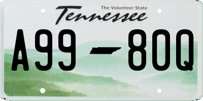 TN license plate A9980Q