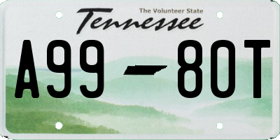 TN license plate A9980T