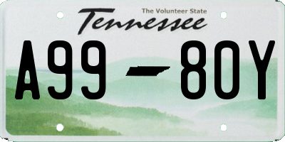 TN license plate A9980Y