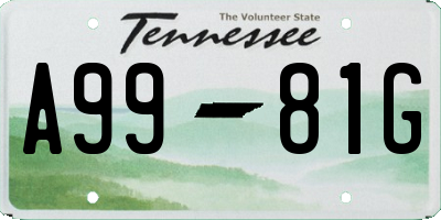TN license plate A9981G