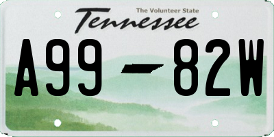 TN license plate A9982W