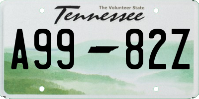 TN license plate A9982Z