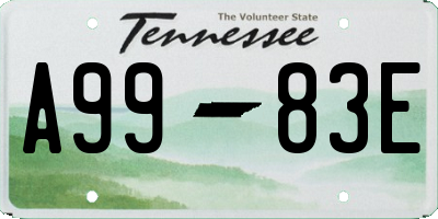TN license plate A9983E
