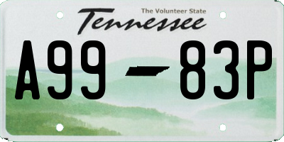 TN license plate A9983P