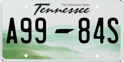 TN license plate A9984S